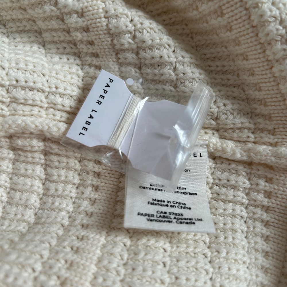 PAPER LABEL Cheyenne Knit Vest Sleeveless Pullover Quarter Zip Cream Size Medium - Picture 12 of 14